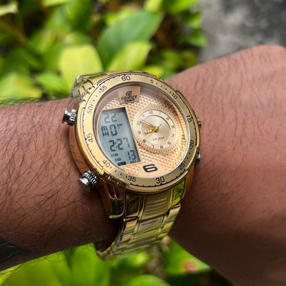 CASIO EDIFICE DOBLE HORA  PARA HOMBRE REF D3