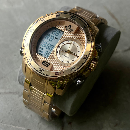 CASIO EDIFICE DOBLE HORA  PARA HOMBRE REF D3
